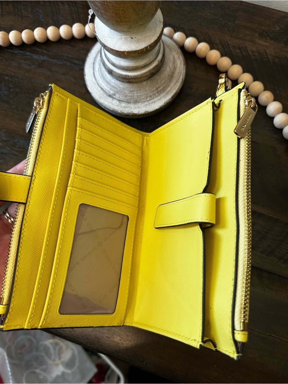 Michael Kors Bright sunshine Yellow staffino Leather Wristlet Clutch - Picture 4 of 12